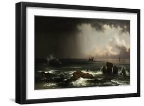 Coastal Scene with Sinking Ship, 1863-Martin Johnson Heade-Framed Giclee Print