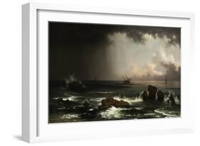 Coastal Scene with Sinking Ship, 1863-Martin Johnson Heade-Framed Giclee Print