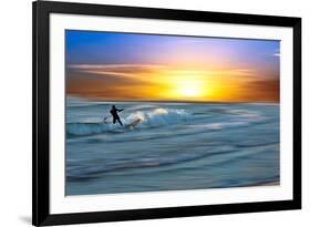 Coastal Scene with Surfer-Josh Adamski-Framed Photographic Print