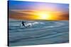 Coastal Scene with Surfer-Josh Adamski-Stretched Canvas