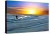 Coastal Scene with Surfer-Josh Adamski-Stretched Canvas