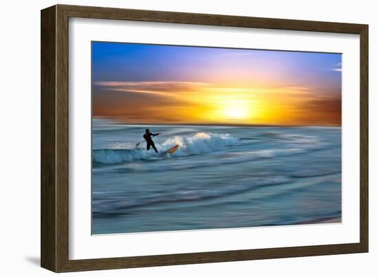 Coastal Scene with Surfer-Josh Adamski-Framed Photographic Print