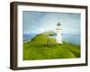 Coastal Scenery and Mykinesholmur Lighthouse, Footbridge Connects This Islet with the Island of Myk-Kimberley Coole-Framed Photographic Print