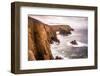 Coastal scenery with Enys Dodnan rock formation at Lands End, England-Andrew Michael-Framed Photographic Print