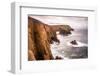 Coastal scenery with Enys Dodnan rock formation at Lands End, England-Andrew Michael-Framed Photographic Print