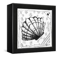 Coastal Sea Scallop Shell Beach Sketch-Megan Aroon Duncanson-Framed Stretched Canvas