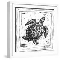 Coastal Sea Turtle Ocean Beach Sketch-Megan Aroon Duncanson-Framed Art Print