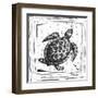 Coastal Sea Turtle Ocean Beach Sketch-Megan Aroon Duncanson-Framed Art Print