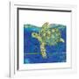 Coastal-Sea Turtle-Swirly Ocean-Robbin Rawlings-Framed Art Print