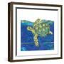 Coastal-Sea Turtle-Swirly Ocean-Robbin Rawlings-Framed Art Print