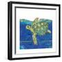 Coastal-Sea Turtle-Swirly Ocean-Robbin Rawlings-Framed Art Print