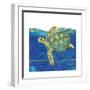 Coastal-Sea Turtle-Swirly Ocean-Robbin Rawlings-Framed Art Print