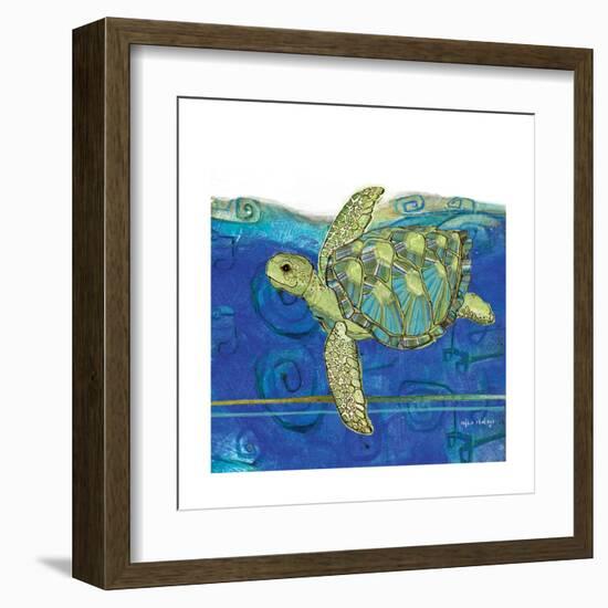 Coastal-Sea Turtle-Swirly Ocean-Robbin Rawlings-Framed Art Print