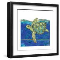 Coastal-Sea Turtle-Swirly Ocean-Robbin Rawlings-Framed Art Print