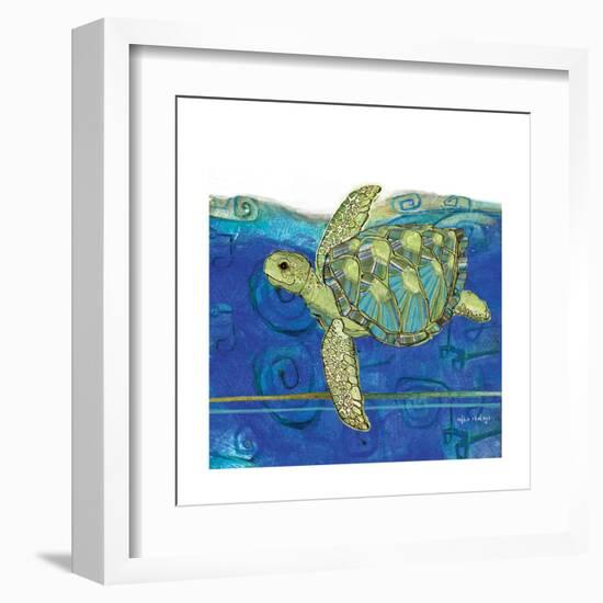 Coastal-Sea Turtle-Swirly Ocean-Robbin Rawlings-Framed Art Print