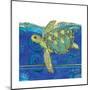 Coastal-Sea Turtle-Swirly Ocean-Robbin Rawlings-Mounted Art Print