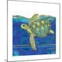 Coastal-Sea Turtle-Swirly Ocean-Robbin Rawlings-Mounted Art Print