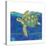 Coastal-Sea Turtle-Swirly Ocean-Robbin Rawlings-Stretched Canvas