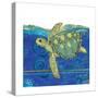 Coastal-Sea Turtle-Swirly Ocean-Robbin Rawlings-Stretched Canvas