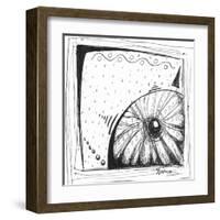 Coastal Sea Urchin Shell Beach Sketch-Megan Aroon Duncanson-Framed Art Print