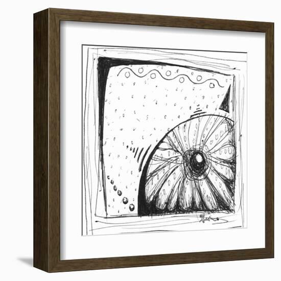 Coastal Sea Urchin Shell Beach Sketch-Megan Aroon Duncanson-Framed Art Print