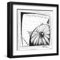 Coastal Sea Urchin Shell Beach Sketch-Megan Aroon Duncanson-Framed Art Print