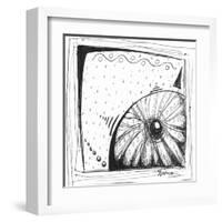 Coastal Sea Urchin Shell Beach Sketch-Megan Aroon Duncanson-Framed Art Print