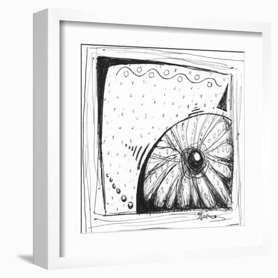 Coastal Sea Urchin Shell Beach Sketch-Megan Aroon Duncanson-Framed Art Print