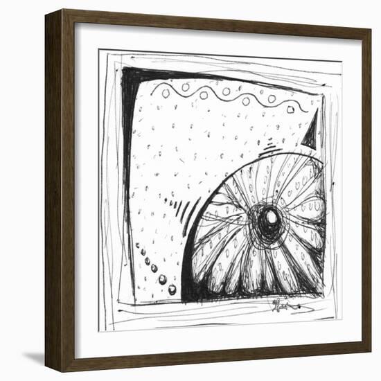 Coastal Sea Urchin Shell Beach Sketch-Megan Aroon Duncanson-Framed Art Print