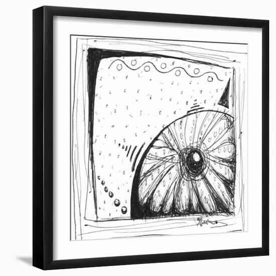 Coastal Sea Urchin Shell Beach Sketch-Megan Aroon Duncanson-Framed Art Print