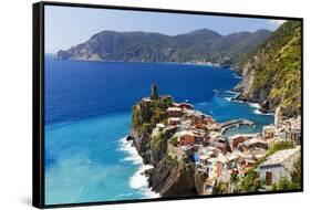 Coastal Town On A Cliff, Vernazza, Italy-George Oze-Framed Stretched Canvas