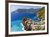 Coastal Town On A Cliff, Vernazza, Italy-George Oze-Framed Photographic Print