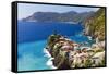 Coastal Town On A Cliff, Vernazza, Italy-George Oze-Framed Stretched Canvas