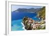 Coastal Town On A Cliff, Vernazza, Italy-George Oze-Framed Premium Photographic Print