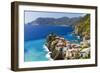 Coastal Town On A Cliff, Vernazza, Italy-George Oze-Framed Photographic Print