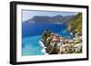 Coastal Town On A Cliff, Vernazza, Italy-George Oze-Framed Photographic Print