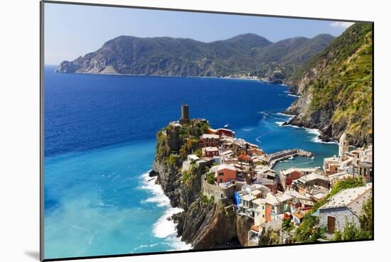 Coastal Town On A Cliff, Vernazza, Italy-George Oze-Mounted Photographic Print