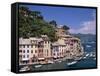 Coastal View, Village and Harbour and Yachts, Portofino, Liguria, Italy-Steve Vidler-Framed Stretched Canvas