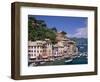 Coastal View, Village and Harbour and Yachts, Portofino, Liguria, Italy-Steve Vidler-Framed Photographic Print