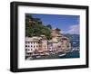 Coastal View, Village and Harbour and Yachts, Portofino, Liguria, Italy-Steve Vidler-Framed Photographic Print