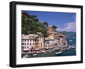Coastal View, Village and Harbour and Yachts, Portofino, Liguria, Italy-Steve Vidler-Framed Photographic Print
