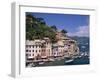 Coastal View, Village and Harbour and Yachts, Portofino, Liguria, Italy-Steve Vidler-Framed Photographic Print