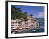 Coastal View, Village and Harbour and Yachts, Portofino, Liguria, Italy-Steve Vidler-Framed Photographic Print