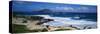 Coastal Waves on Makapuu Beach, Lifeguard Climbing Tower, Oahu, Hawaii, USA-null-Stretched Canvas