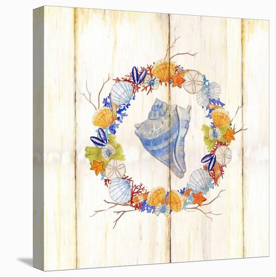 Coastal Wreath and Shell 3-Mary Escobedo-Stretched Canvas