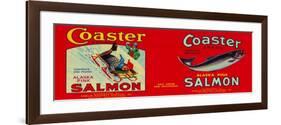 Coaster Salmon Label - Seattle, WA-Lantern Press-Framed Premium Giclee Print