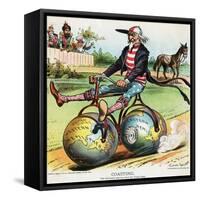 Coasting Political Cartoon-Victor Gillam-Framed Stretched Canvas