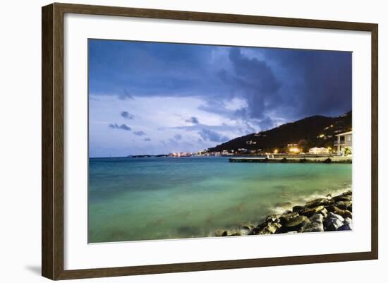 Coastla Town at Dusk, Road Town, Tortola, British Virgin Islands-Massimo Borchi-Framed Photographic Print