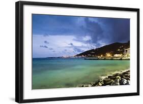 Coastla Town at Dusk, Road Town, Tortola, British Virgin Islands-Massimo Borchi-Framed Photographic Print