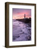 Coastline and Portland Bill Lighthouse at sunset, UK-Ross Hoddinott-Framed Photographic Print